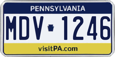 PA license plate MDV1246