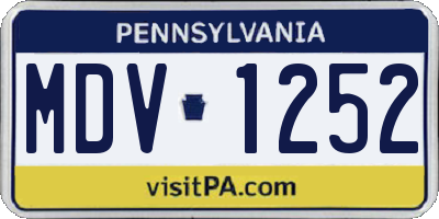 PA license plate MDV1252