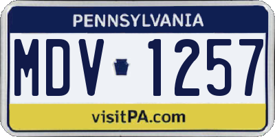 PA license plate MDV1257