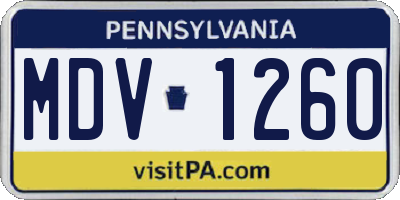 PA license plate MDV1260