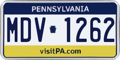 PA license plate MDV1262