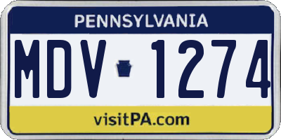 PA license plate MDV1274