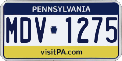 PA license plate MDV1275