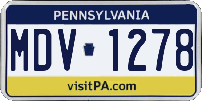 PA license plate MDV1278