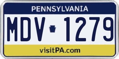 PA license plate MDV1279