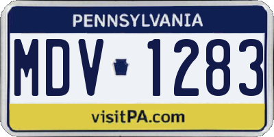 PA license plate MDV1283