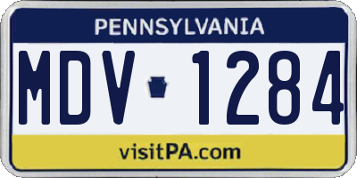 PA license plate MDV1284