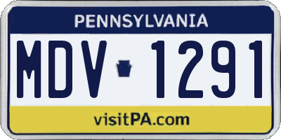 PA license plate MDV1291
