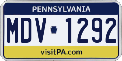 PA license plate MDV1292