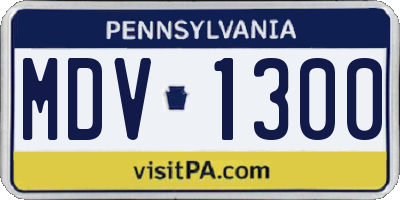 PA license plate MDV1300
