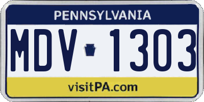 PA license plate MDV1303