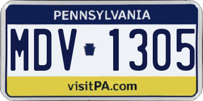 PA license plate MDV1305