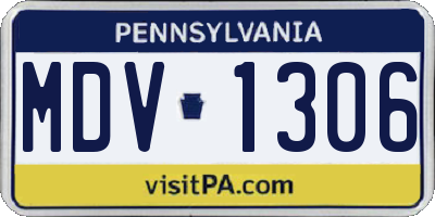 PA license plate MDV1306