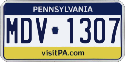 PA license plate MDV1307