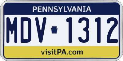 PA license plate MDV1312
