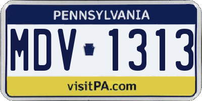 PA license plate MDV1313