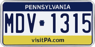 PA license plate MDV1315