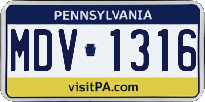 PA license plate MDV1316