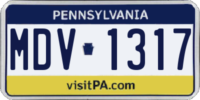 PA license plate MDV1317