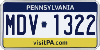 PA license plate MDV1322