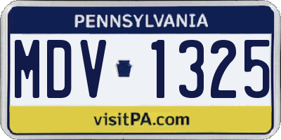 PA license plate MDV1325