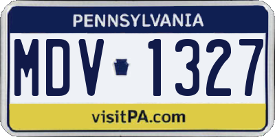 PA license plate MDV1327
