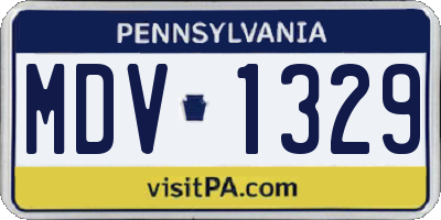 PA license plate MDV1329