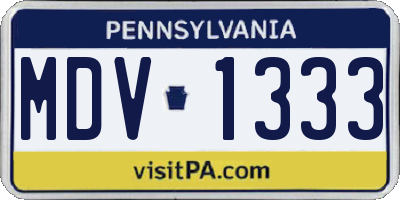 PA license plate MDV1333