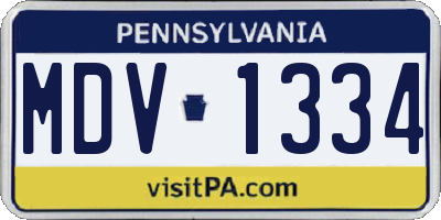 PA license plate MDV1334