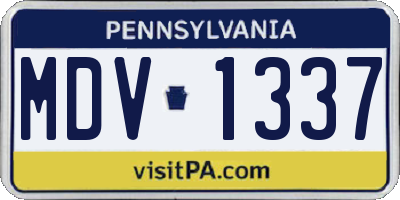 PA license plate MDV1337