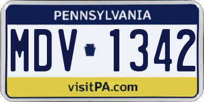 PA license plate MDV1342