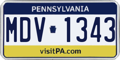 PA license plate MDV1343