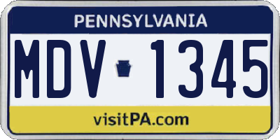 PA license plate MDV1345