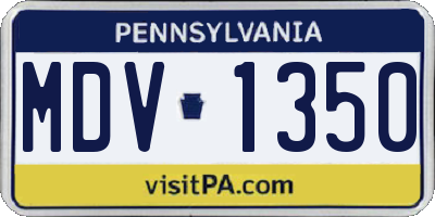 PA license plate MDV1350