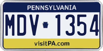 PA license plate MDV1354
