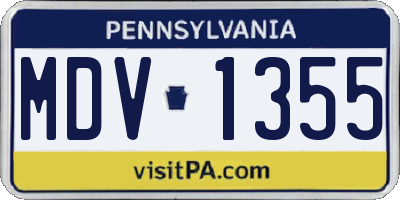 PA license plate MDV1355