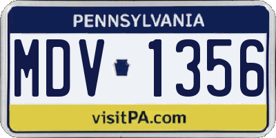 PA license plate MDV1356