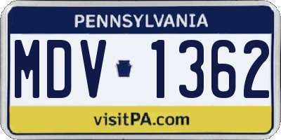 PA license plate MDV1362