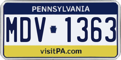 PA license plate MDV1363