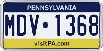 PA license plate MDV1368