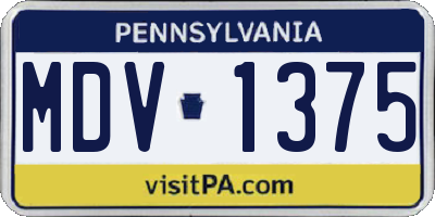 PA license plate MDV1375