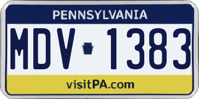 PA license plate MDV1383