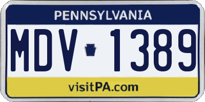 PA license plate MDV1389