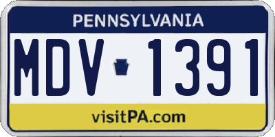 PA license plate MDV1391