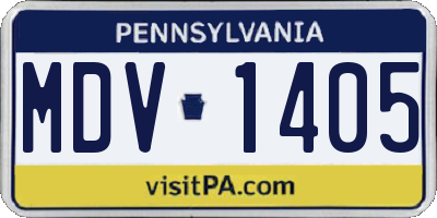 PA license plate MDV1405