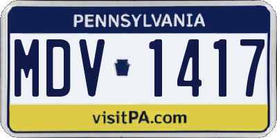 PA license plate MDV1417