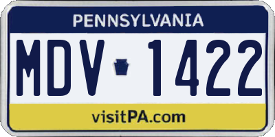 PA license plate MDV1422