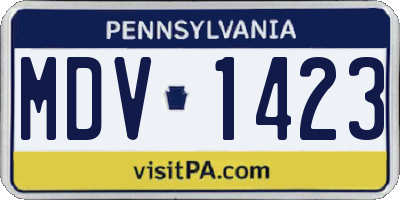 PA license plate MDV1423