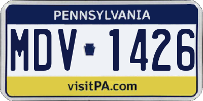 PA license plate MDV1426