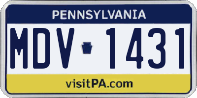 PA license plate MDV1431